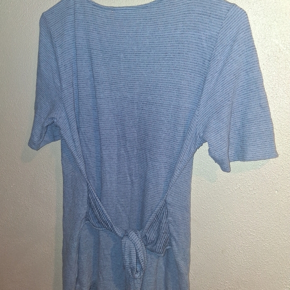 •J JILL•BLUE Striped Linen Modal Blend Blue Short Sleeved Top M - Picture 7 of 7